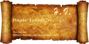 Hayde István névjegykártya